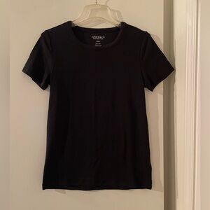 M: Jones & Co. Cotton Black T Shirt Top Classic Crew Neck Short Sleeve NWOT